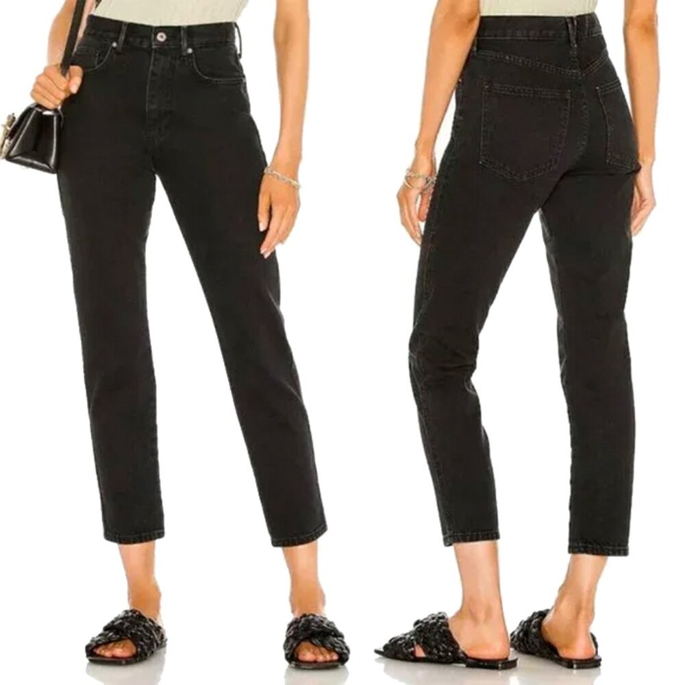 free people | black we the free stove pipe high rise slim tapered ankle jeans